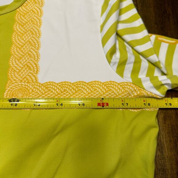 J. McLaughlin Catalina Cloth Pullover Top Nautical Gold Lime Green Striped - Picture 5 of 6